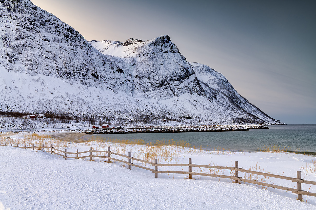 #400084-1 - Fence Leading to  Mountain,  Senja, Norway