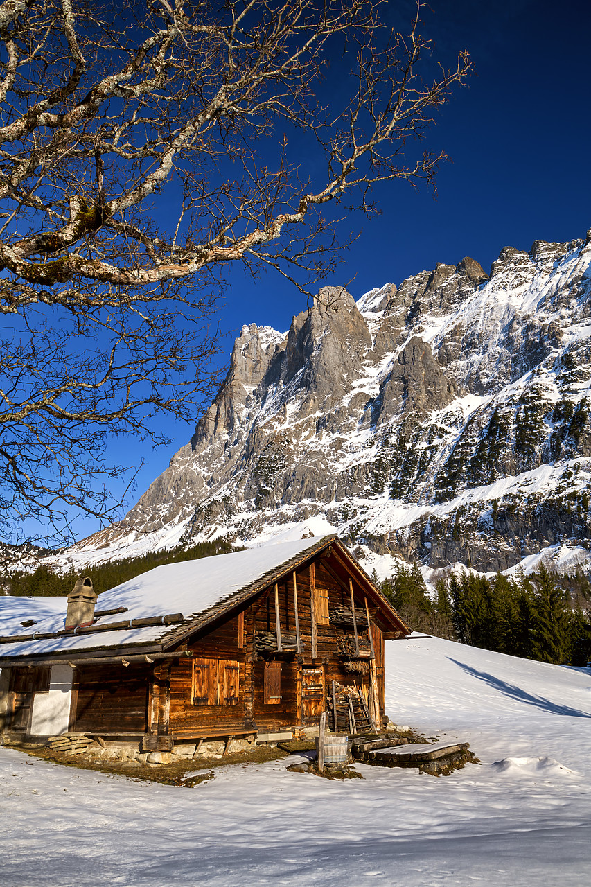 #400095-2 - Wooden Barn & The Wetterhorn, Grindelwald, Berner Oberland, Switzerland