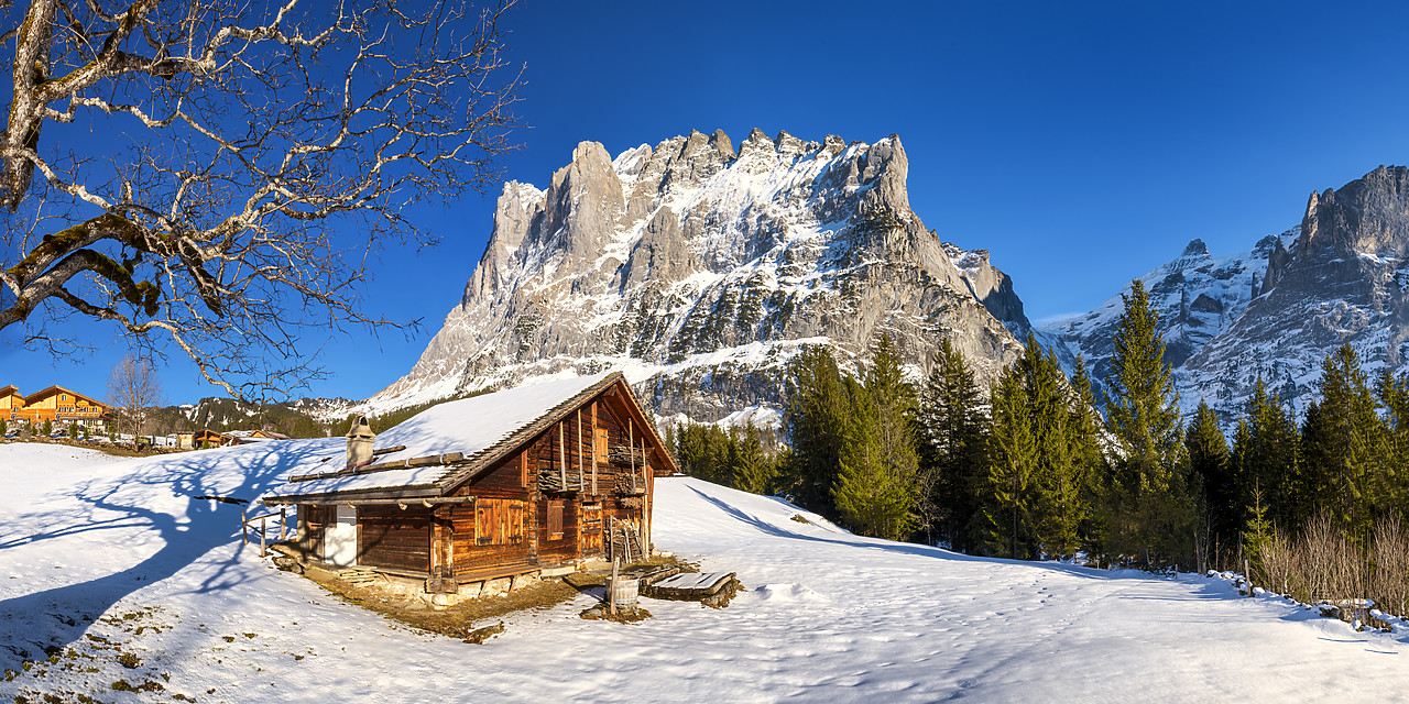 #400095-3 - Wooden Barn & The Wetterhorn, Grindelwald, Berner Oberland, Switzerland