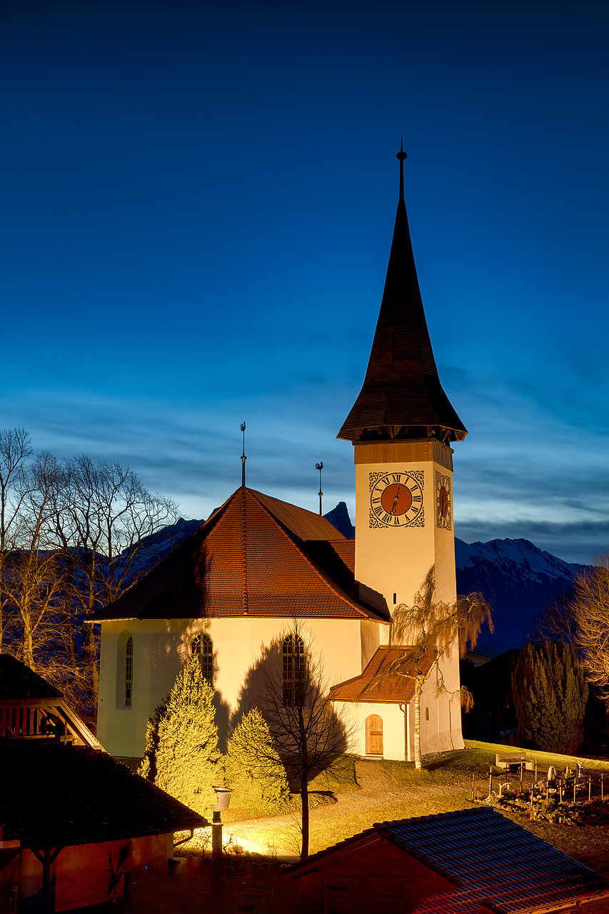 #400096-2 - Sigriswil Church at Night, Berner Oberland, Switzerland