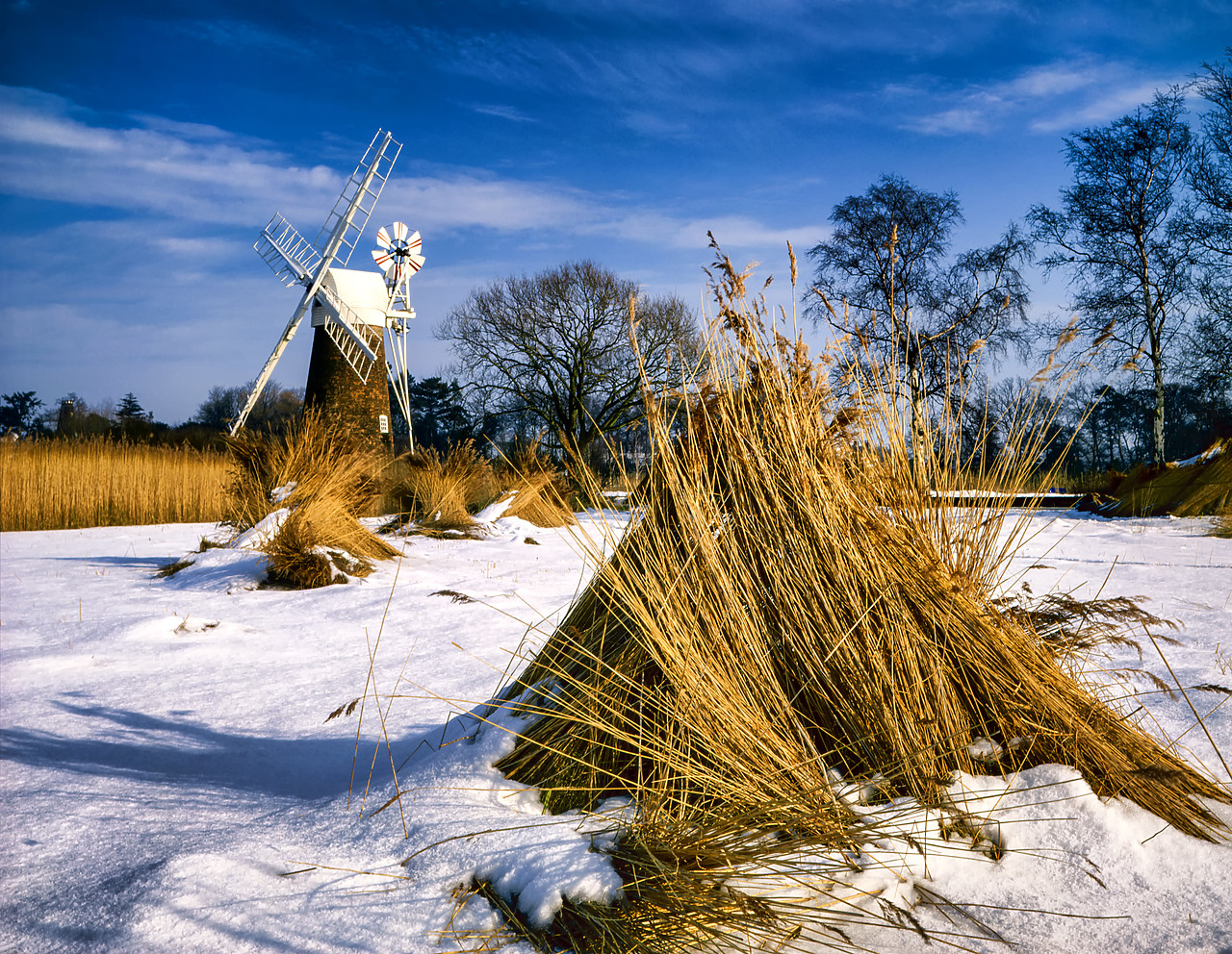 #400140-1 - Turf Fen Mill in Winter, Norfolk Broads National Park, Norfolk, England