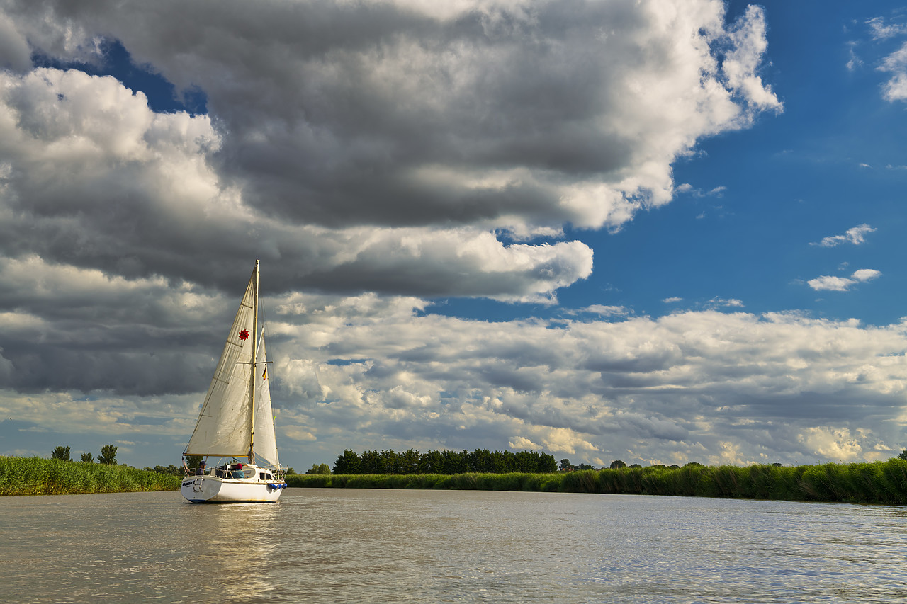 #400161-1 - Sailboat on River Yare, Norfolk Broads National Park, Norfolk, England