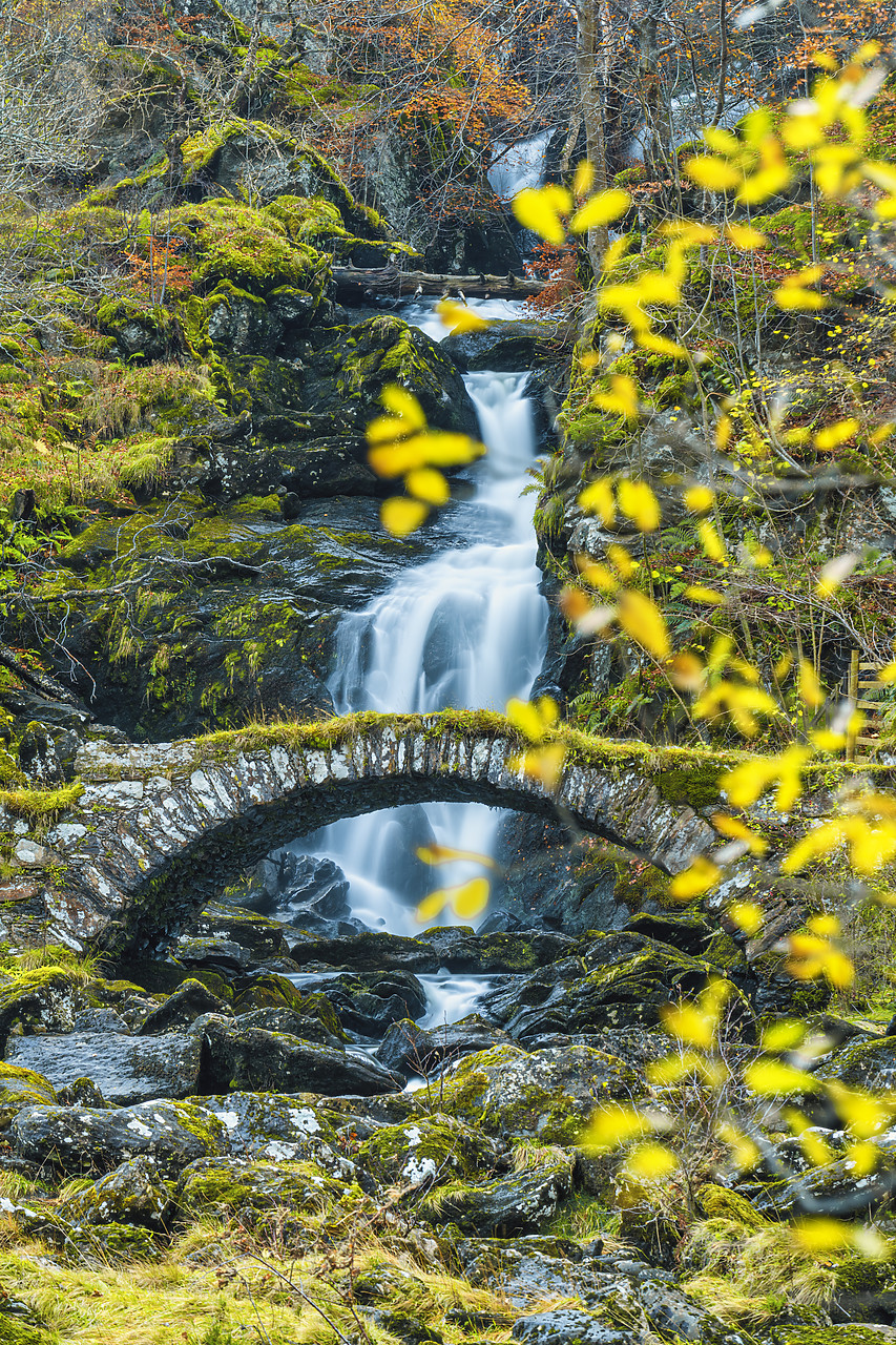 #400244-2 - Packhorse Bridge & Waterfall in Autumn, Glen Lyon, Perth & Kinross, Scotland