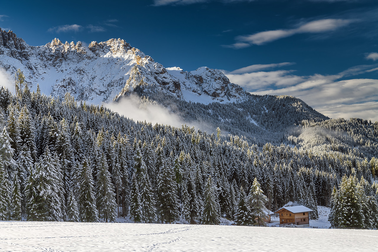 #400328-1 - Latemar Range & Chalet in Fresh Snow, Trentino, South Tyrol, Dolomites, Italy