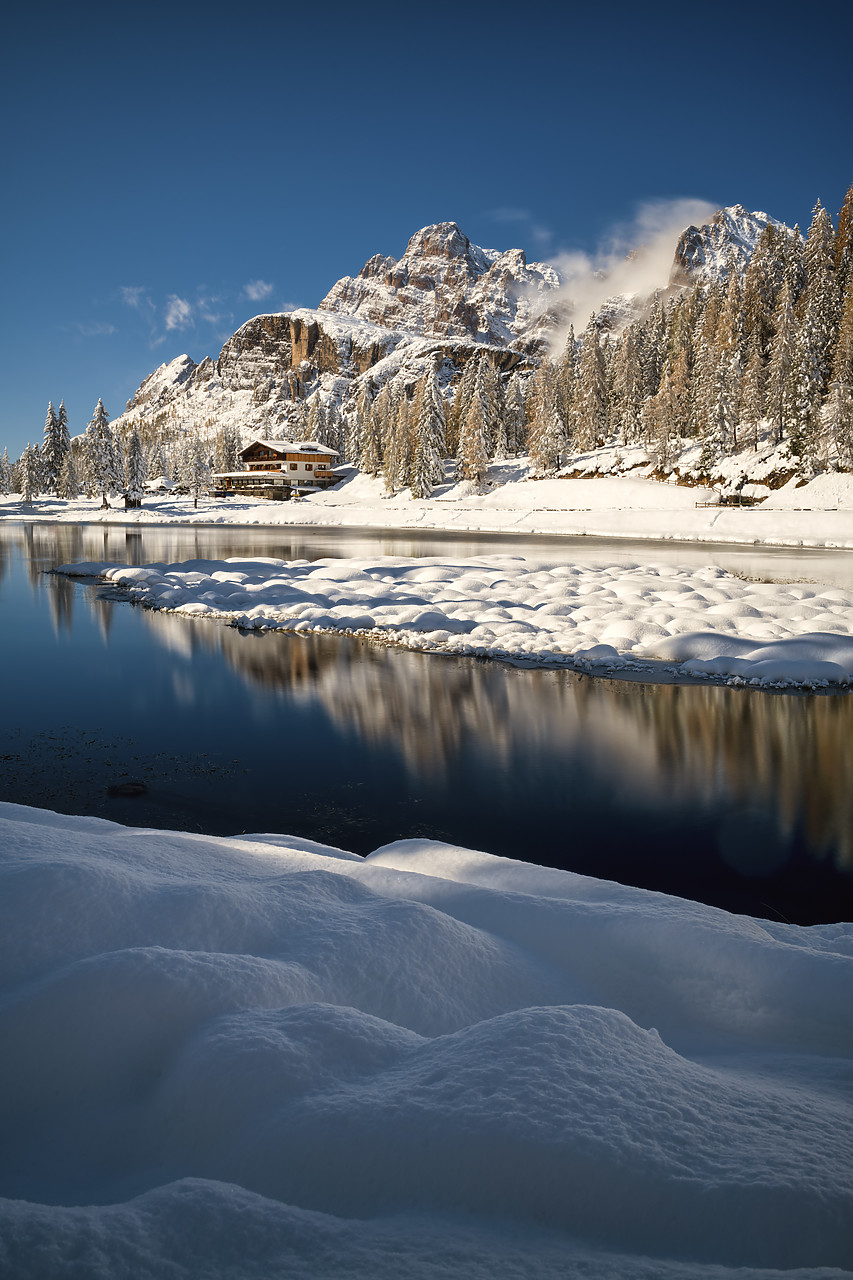 #400369-2 - Fresh Snowfall at Lake Antorno, Belluno Province,  Veneto, Dolomites, Italy