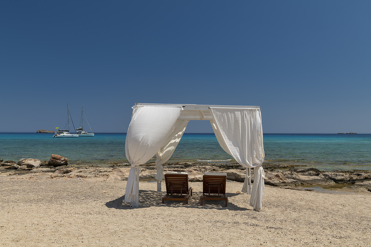#410284-1 - Cabana & Sunbeds on Beach,  Rhodes, Dodecanese Islands, Greece