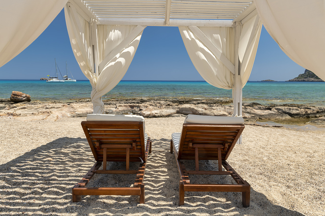 #410285-1 - Cabana & Sunbeds on Beach,  Rhodes, Dodecanese Islands, Greece