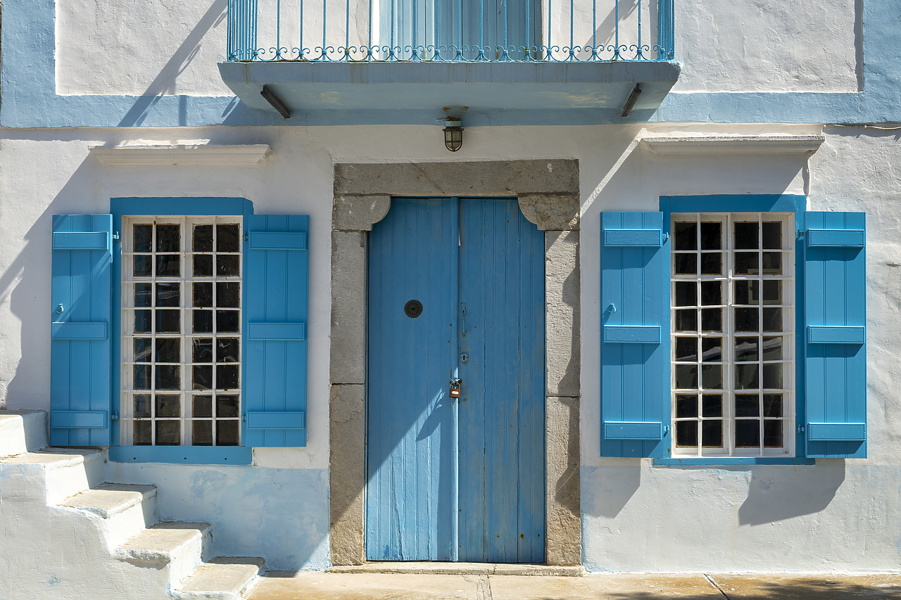 #410302-1 - Blue Door & Windows, Symi Island, Dodecanese Islands, Greece