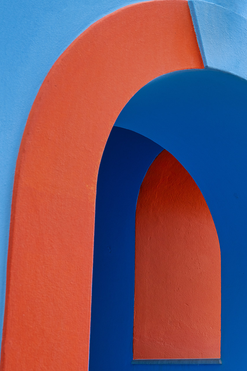 #410306-1 - Bright Orange & Blue Architectural Design, Symi Island, Dodecanese Islands, Greece