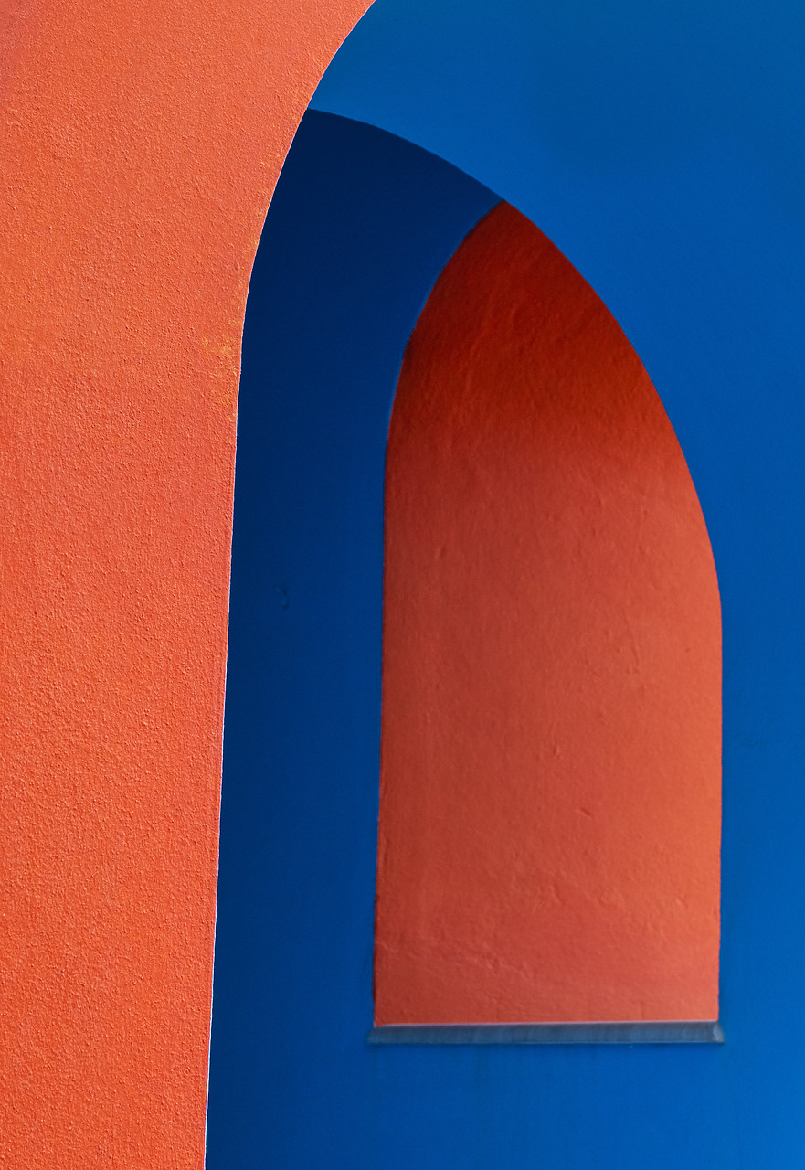 #410307-1 - Bright Orange & Blue Architectural Design, Symi Island, Dodecanese Islands, Greece