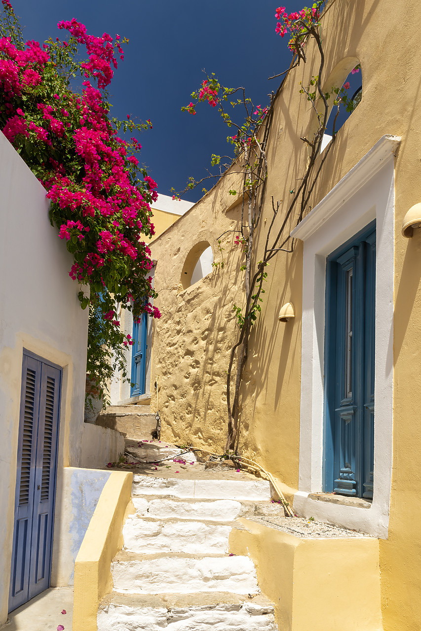 #410315-2 - Colourful Village Street,  Symi Island, Dodecanese Islands, Greece