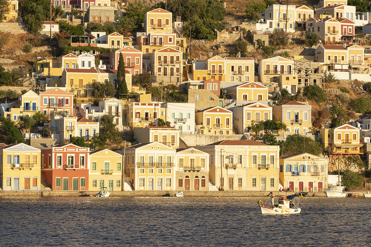 #410322-1 - Colourful Houses along Gialos Harbour,  Symi Island, Dodecanese Islands, Greece