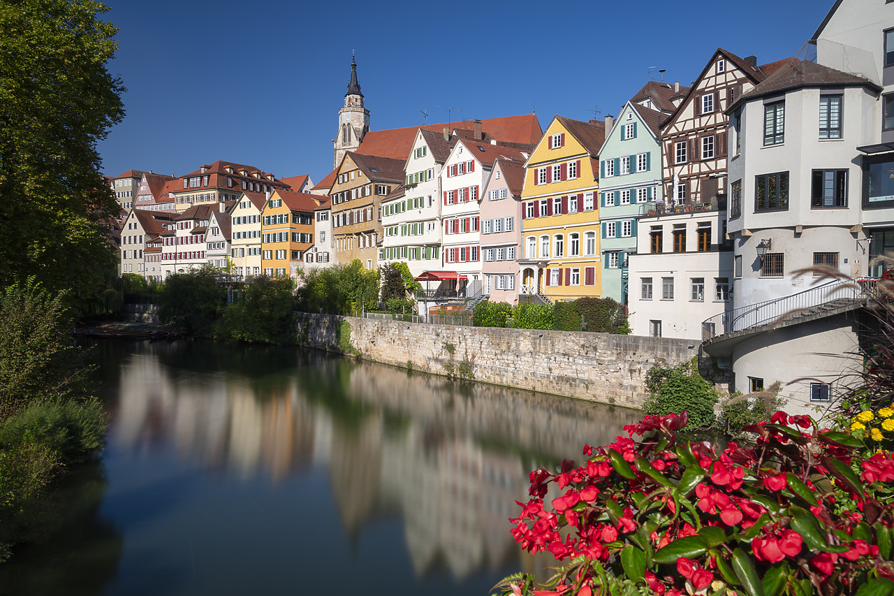 #410392-1 - Traditional Colourful Buildings Reflecting in the River Neckar, Tubingen, Baden-Wurttemberg, Germany