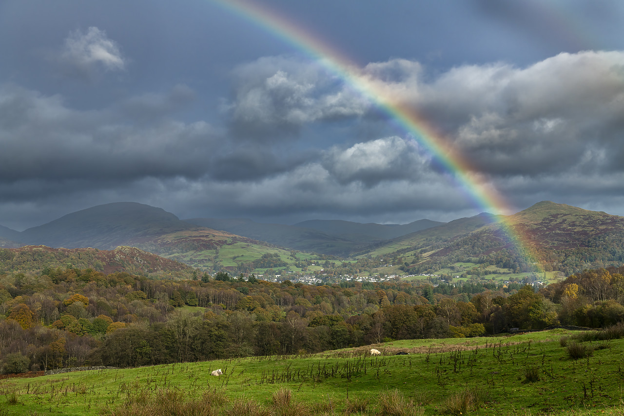 #410425-1 - Rainbow over Ambleside, Lake District National  Park, Cumbria, England