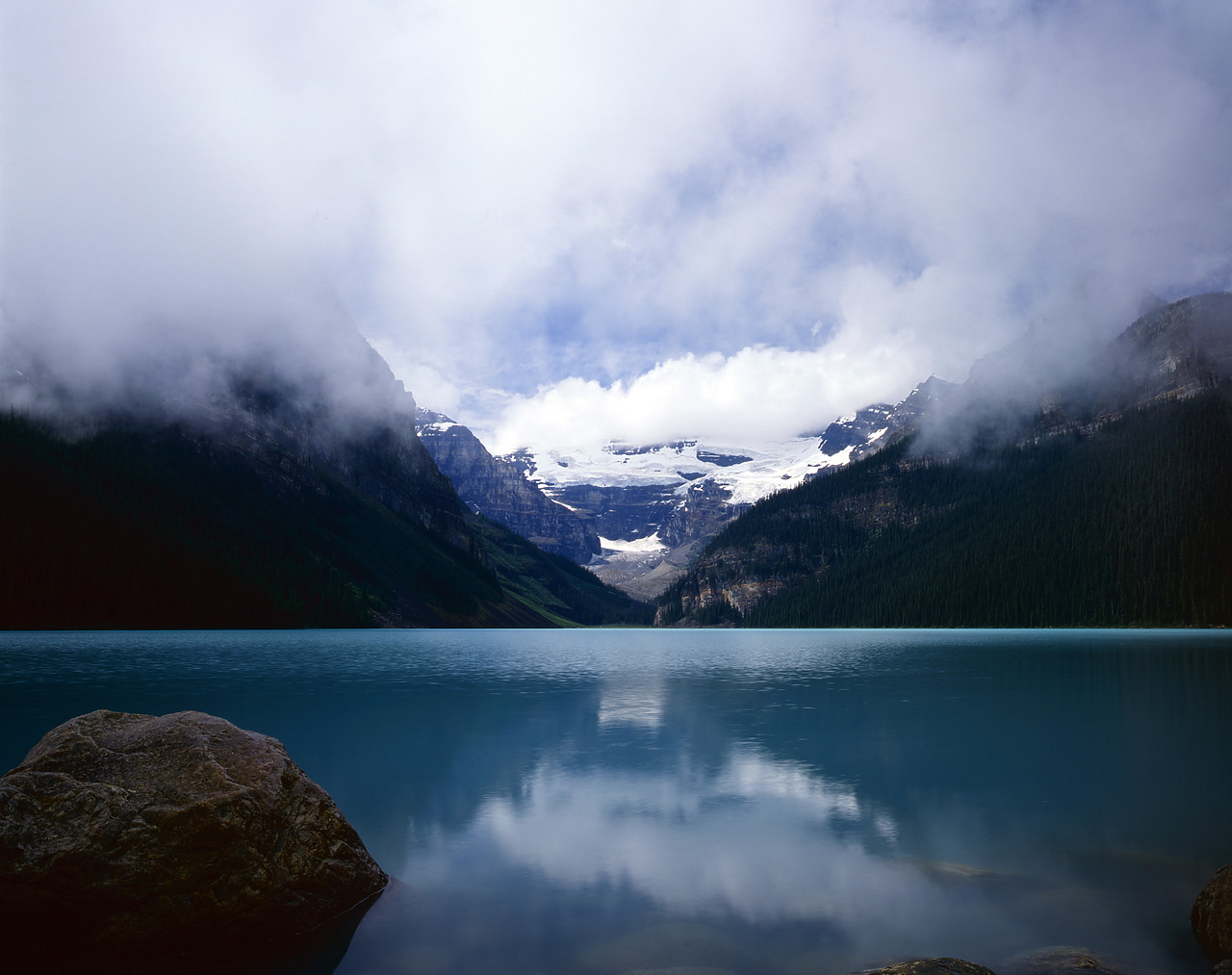 #83183 - Low Clouds over Lake Louise, Alberta, Canada