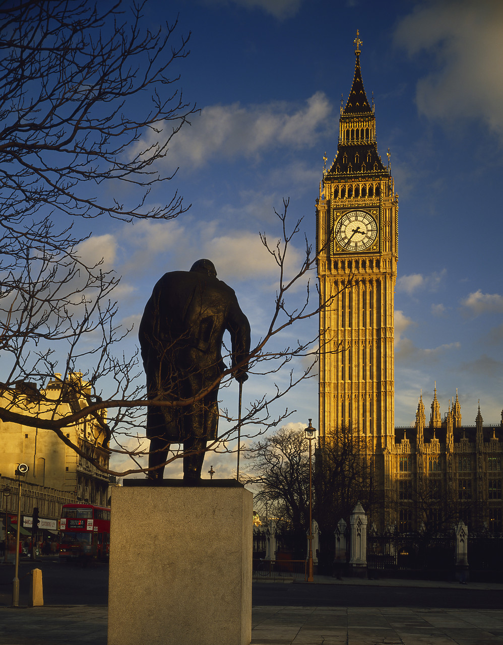 #881204 - Big Ben, & Churchill's Statue, London, England
