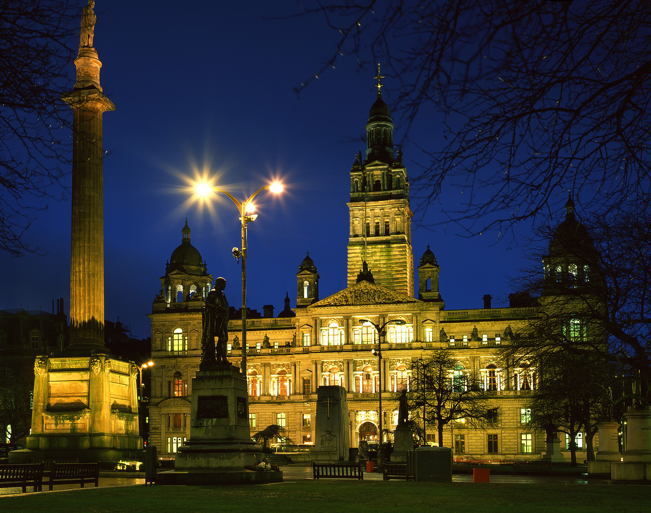#902607 - George Square at Night, Glasgow, Strathclyde, Scotland