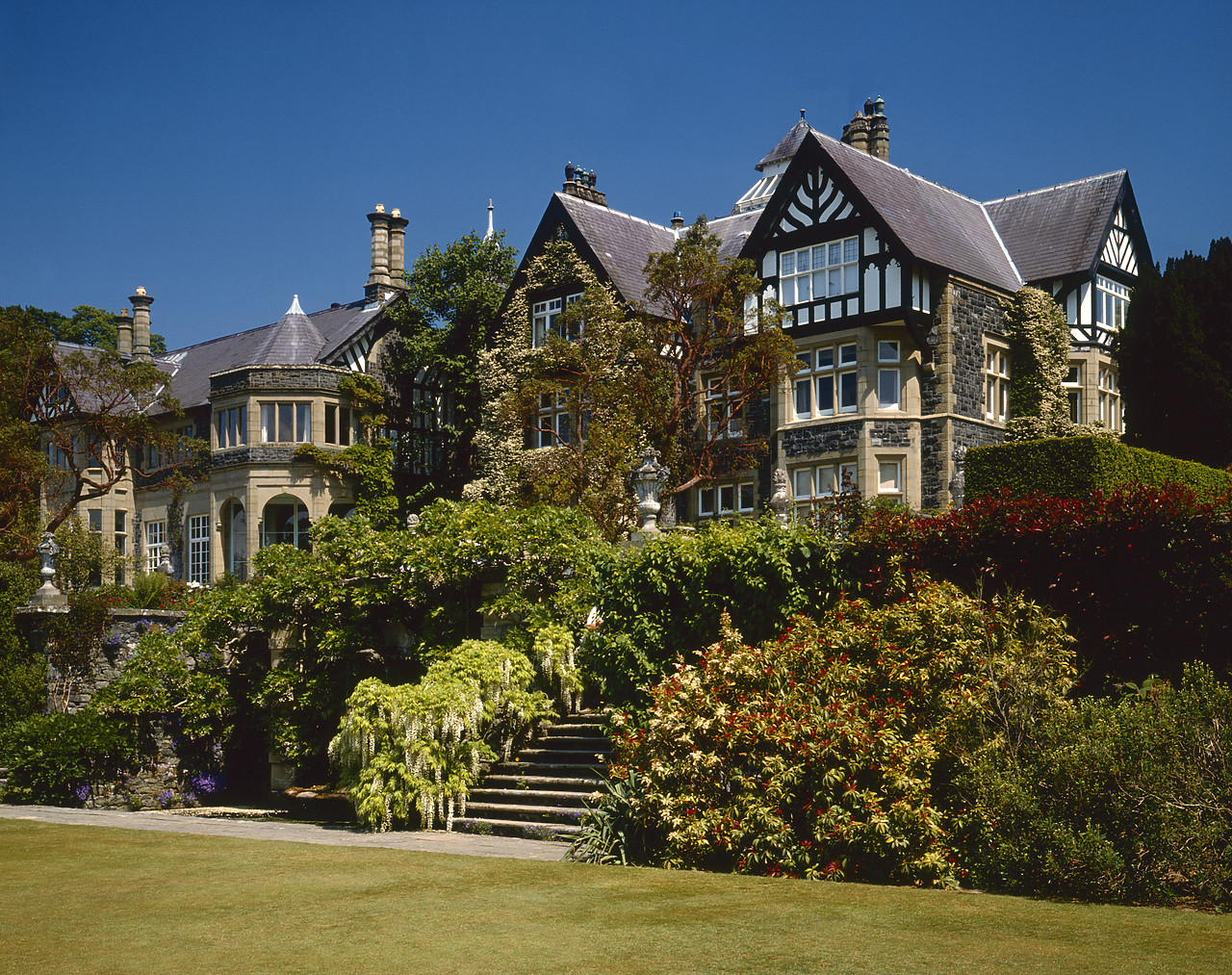 #902884 - Bodnant House from the Croquet Terrace, Tal-y-Cafn, Gwynedd, Wales