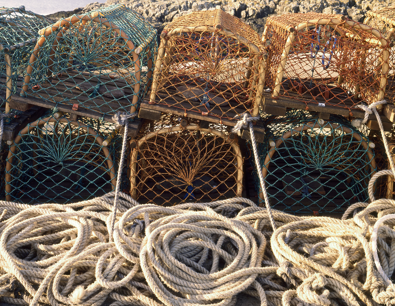 #913644 - Coiled Ropes & Crab Pots, Holy Island, Northumberland, England