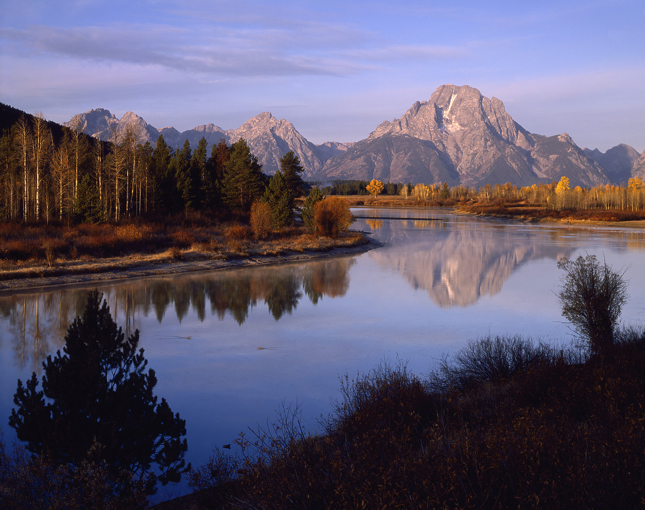 #913735-3 - Mt. Moran Reflecting in Oxbow, Grand Teton National Park, Wyoming, USA