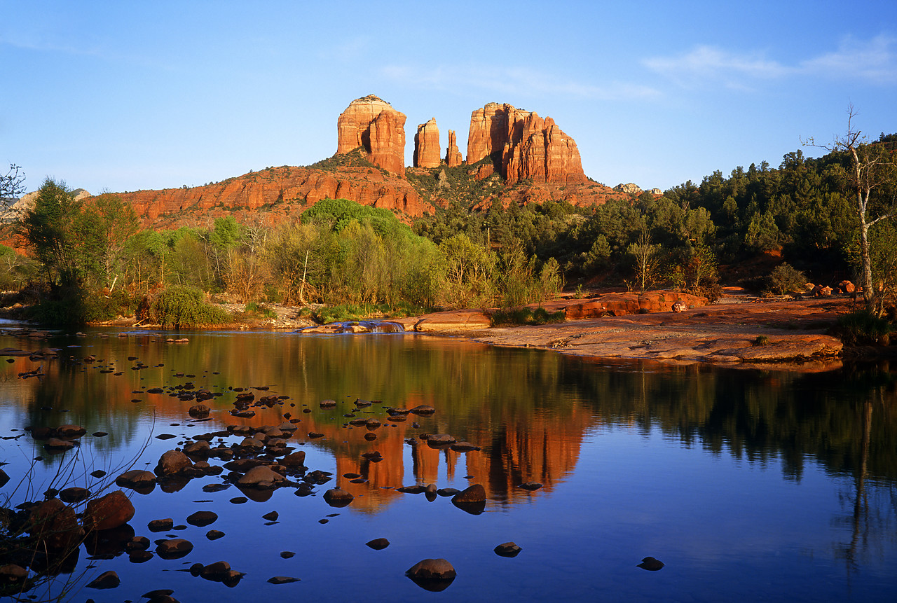 #934264-1 - Cathedral Rocks Reflecting in Red Rock Crossing, Sedona, Arizona, USA