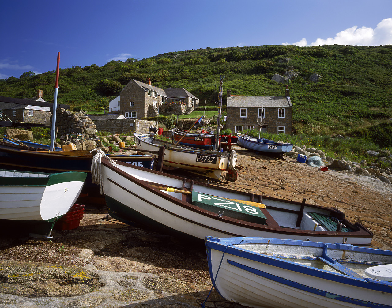 #934376-2 - Fishing Boats & Cottages, Penberth Cove, Cornwall, England
