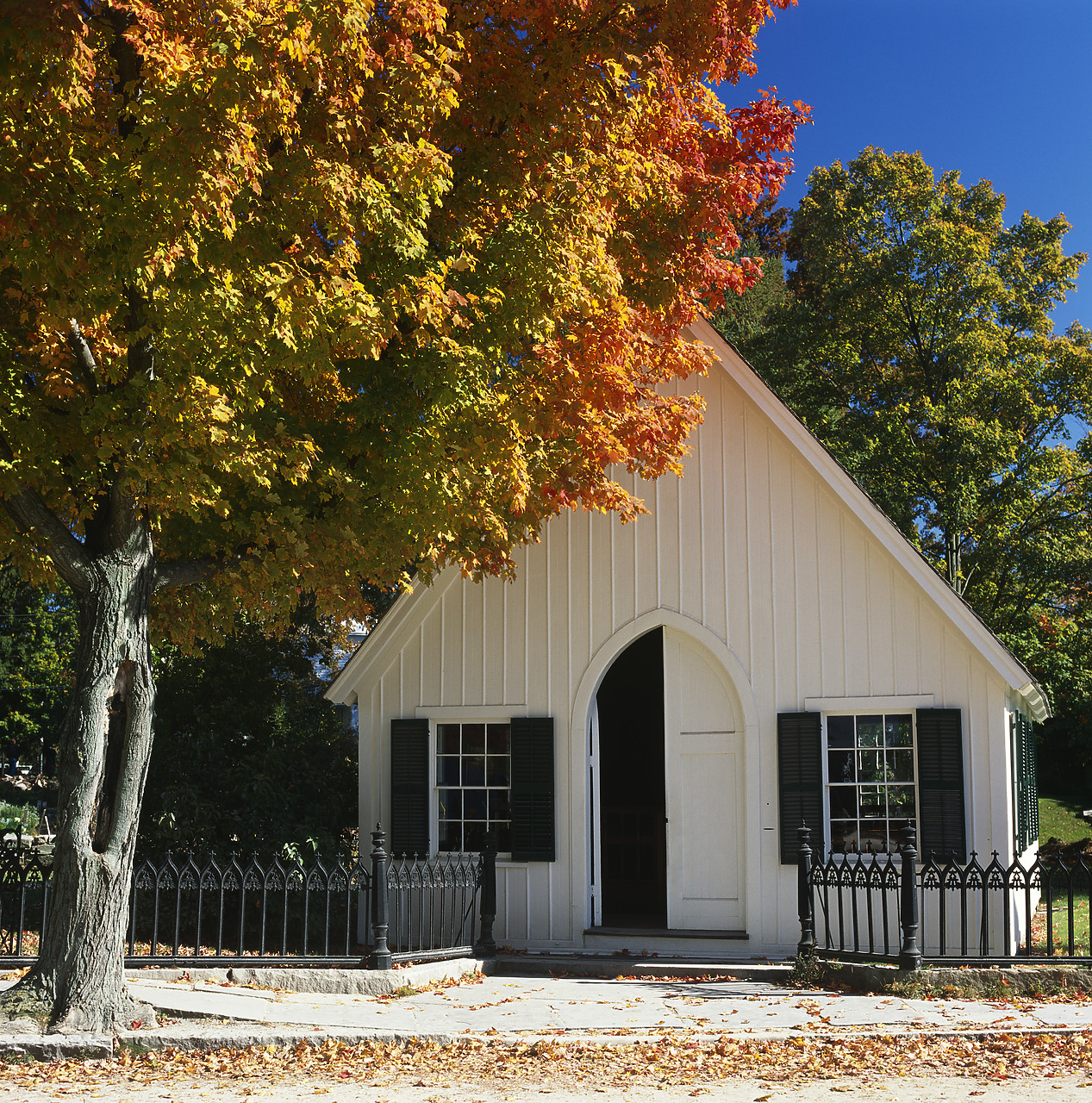 #944920 - Church in Autumn, Mystic Seaport, Connecticut, USA