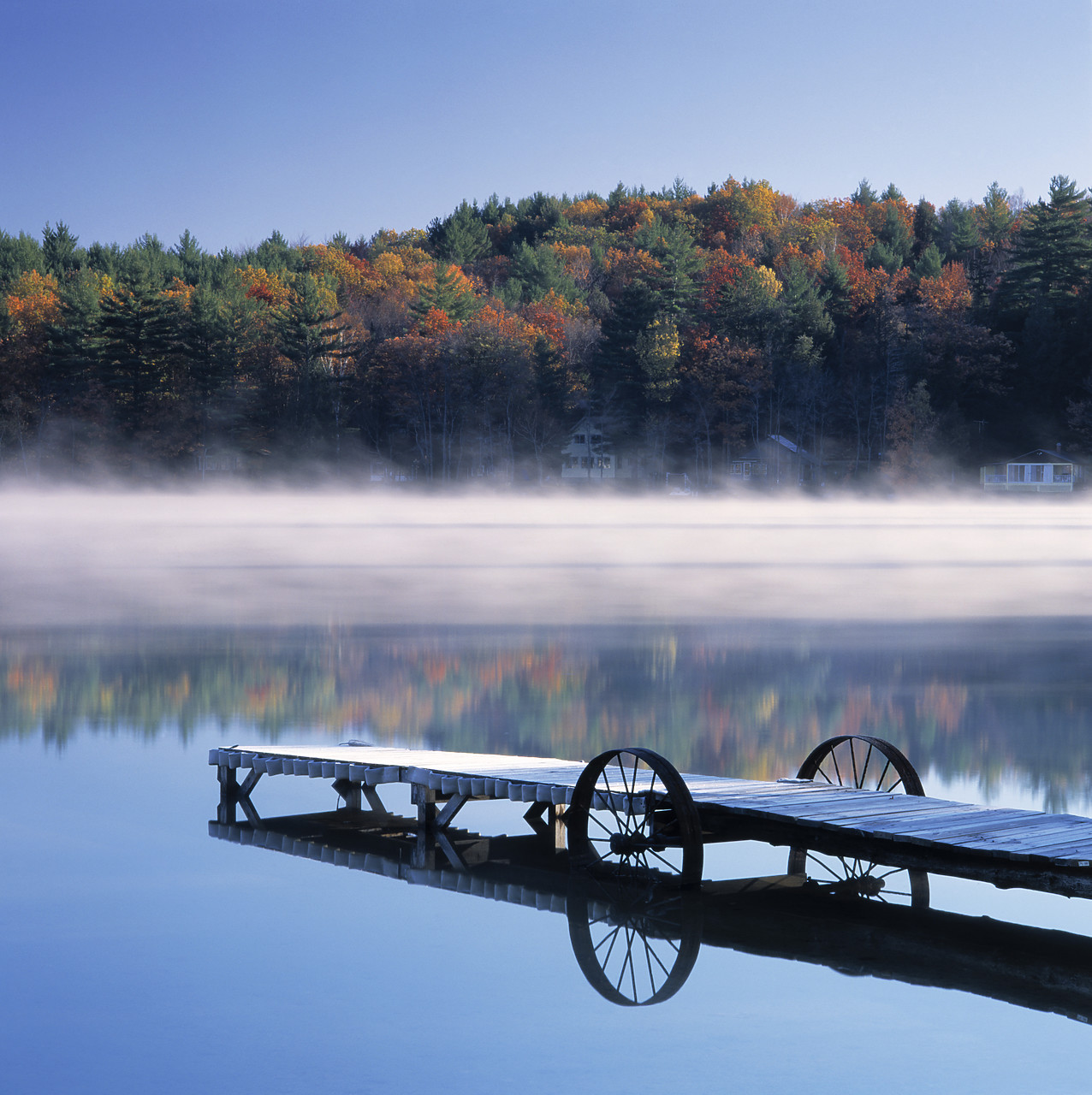 #945050-1 - Mist on Songo Pond in Autumn, Bethal, Maine, USA