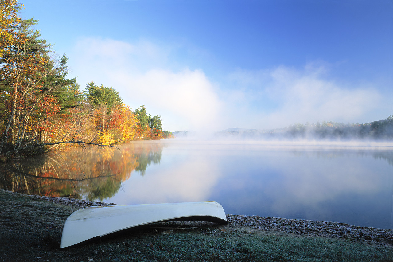 #945052-2 - Mist on Songo Pond In Autumn, Bethel, Maine, USA