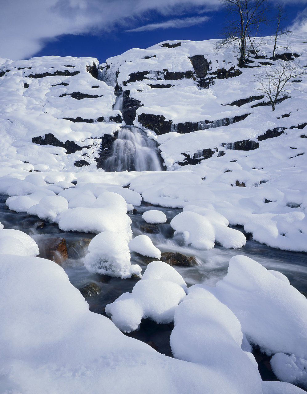 #955233-19 - Waterfall in Winter, Glen Coe, Highland Region, Scotland