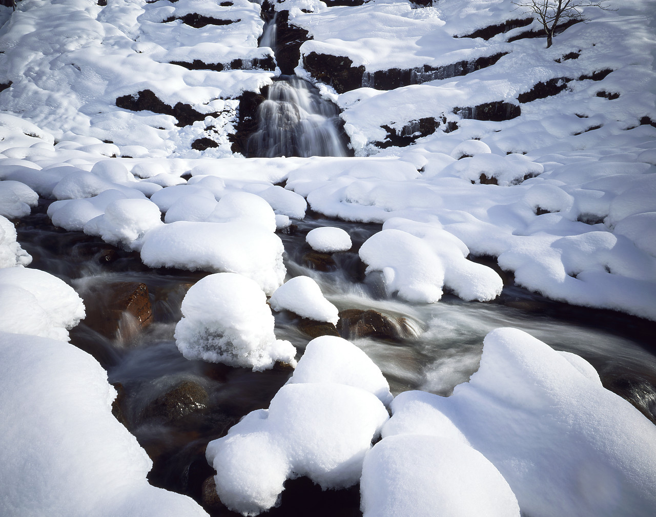 #955233-2 - Waterfall in Winter, Glen Coe, Highland Region, Scotland