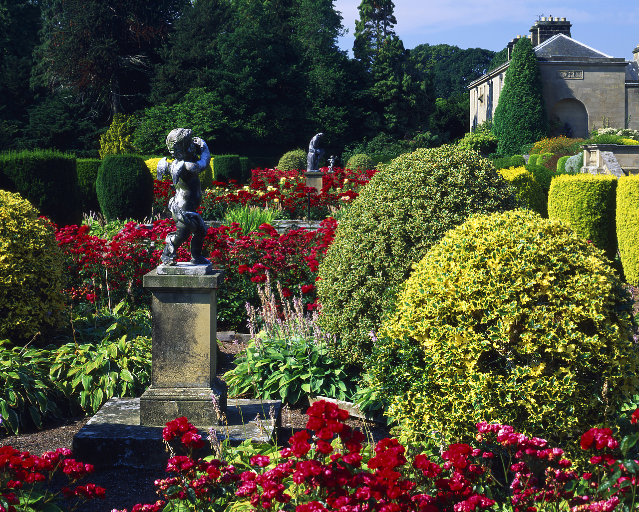 #955620-1 - Manderston Garden Statues, near Duns, Borders, Scotland