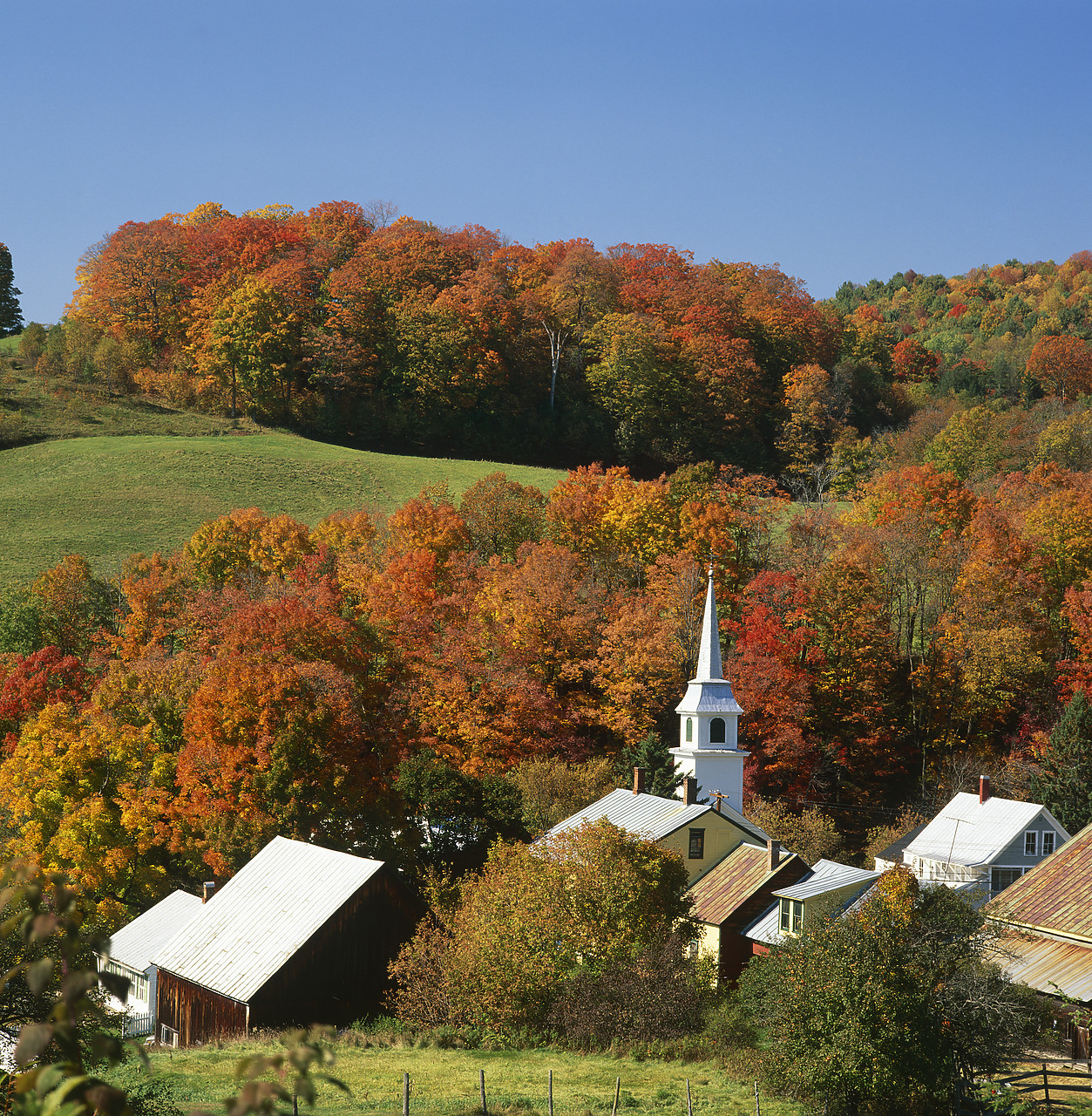 #955758-6 - View over East Corinth in Autumn, Vermont, USA