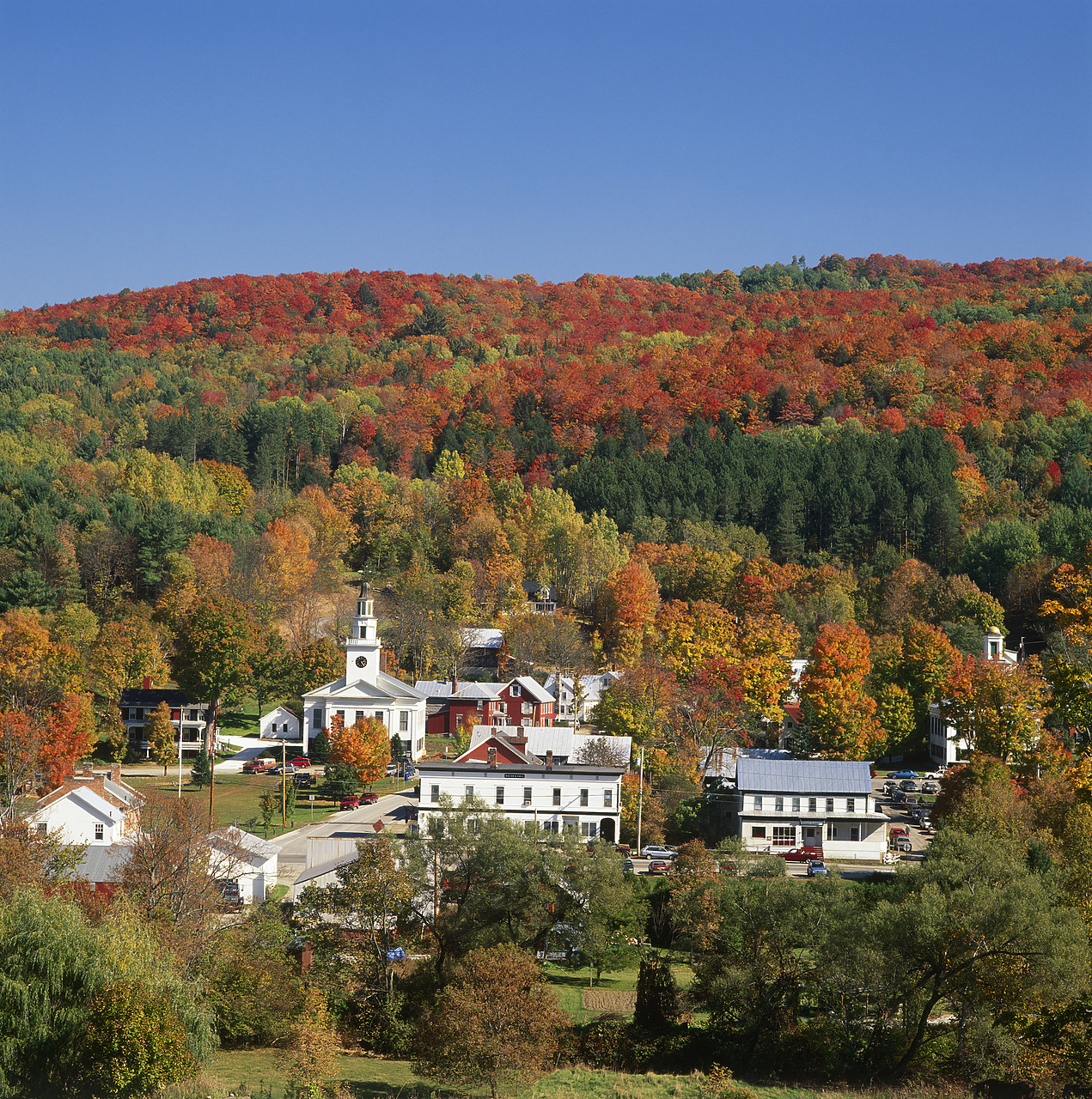 #955763-4 - View over Chelsea in Autumn, Vermont, USA