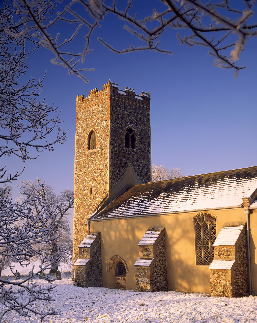 #955909-1 - Caistor St. Edmund Church in Winter, Norfolk, England