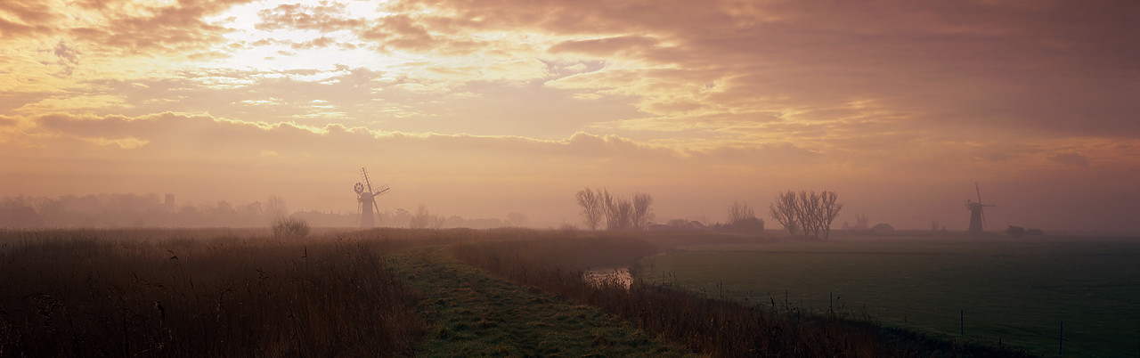 #970019-2 - Misty Sunrise over Marshes, Norfolk, England