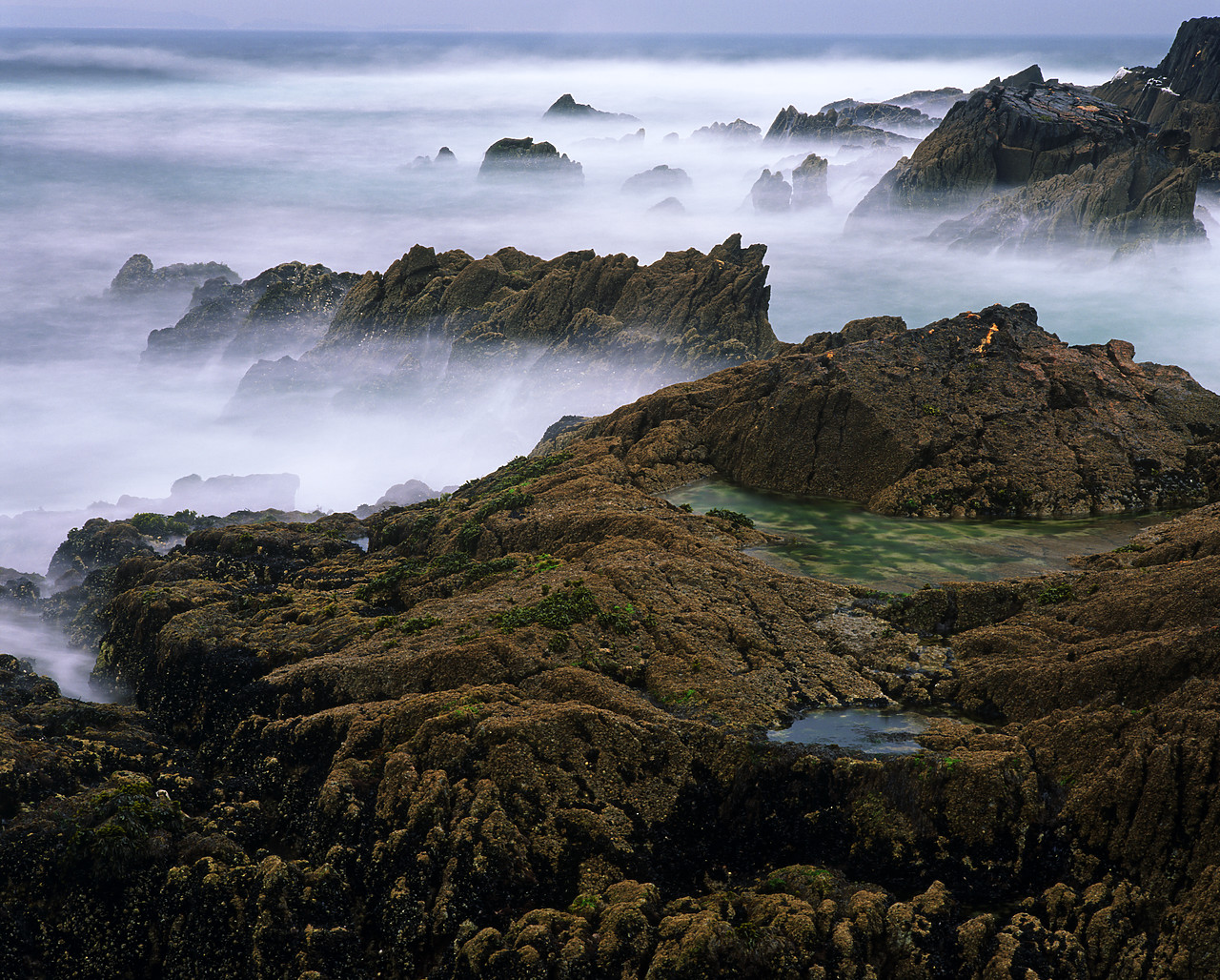 #970069-1 - Misty Surf on Coastline, Malin Beg, Co. Donegal, Ireland