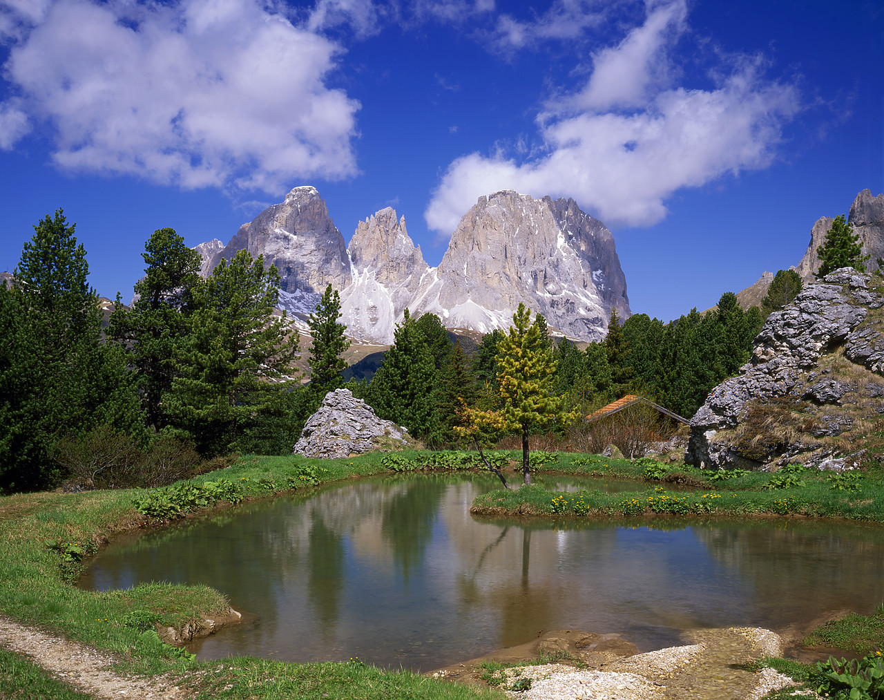 #970294-1 - The Dolomites Reflecting in Lake, Italy