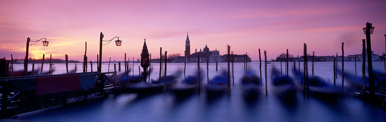 #990038-1 - Gondolas at Sunrise, Venice, Italy