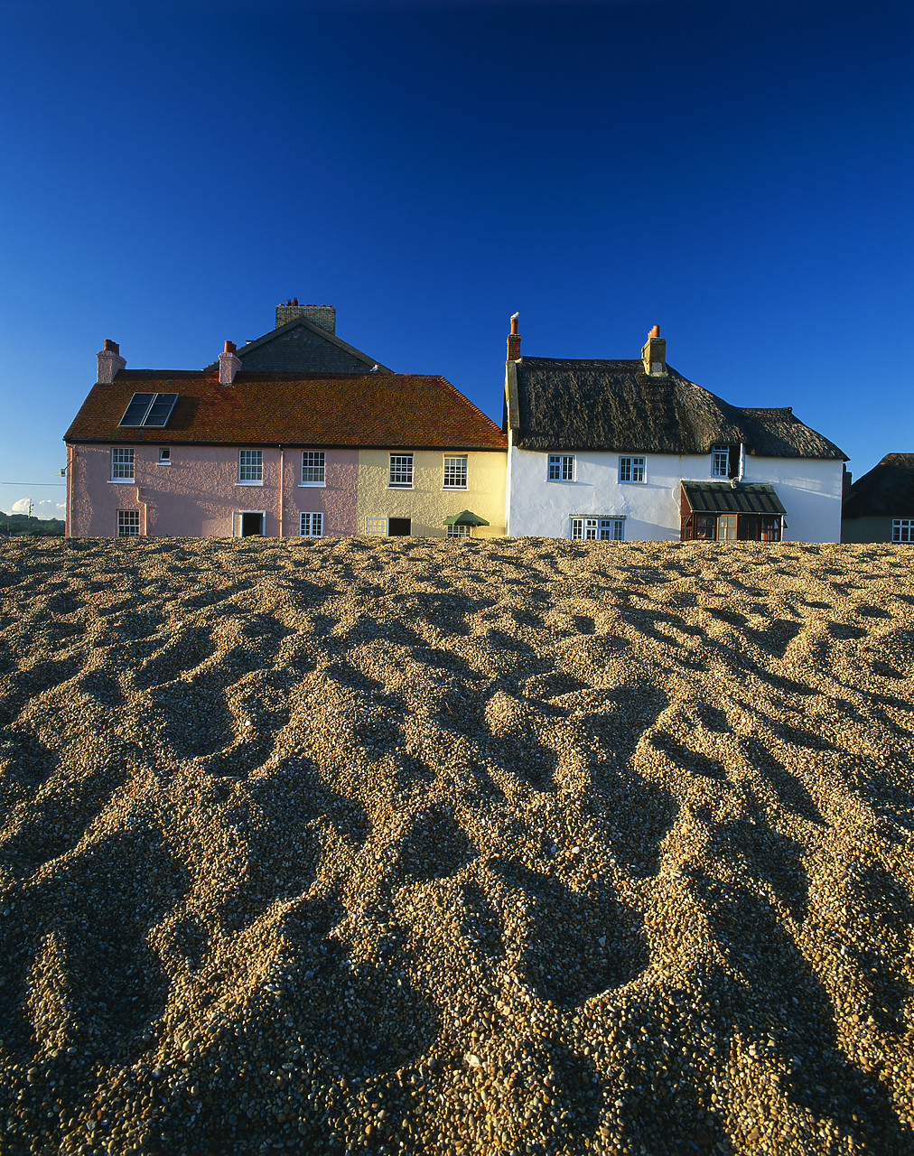 #990509-3 - Cottages & Shingle Beach, West Bay, Dorset, England