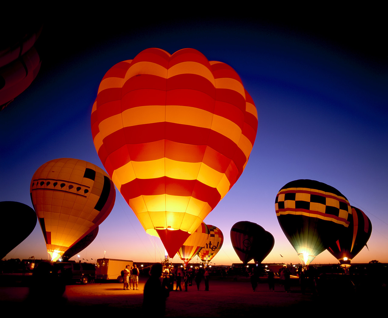 #990603-2 - Hot Air Balloons at Twilight, Albuquerque, New Mexico, USA