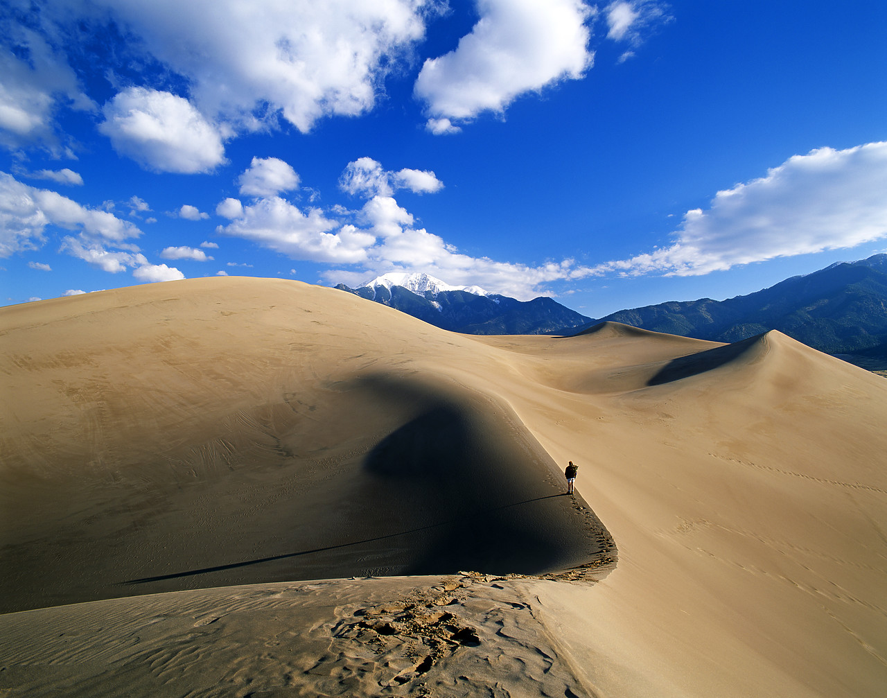 #990679-3 - Hiker on Sand Dunes, Great Sand Dunes National Monument, Colorado, USA